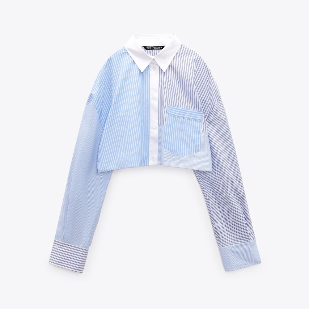 Zara crop patchwork shirt